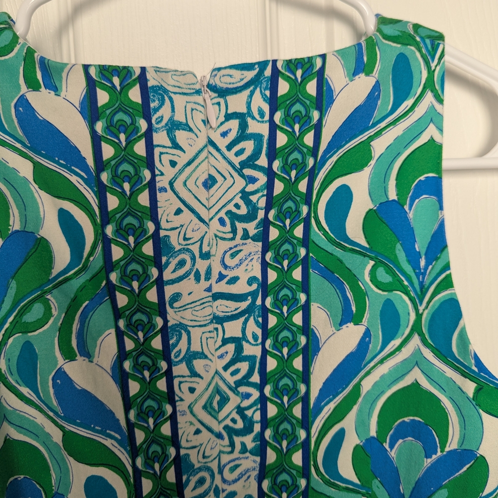 London Times Blue and Green Dress - Picture 3 of 6